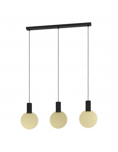 Lámpara colgante 3 luces GU10 acero negro oro - Eglo Sarona