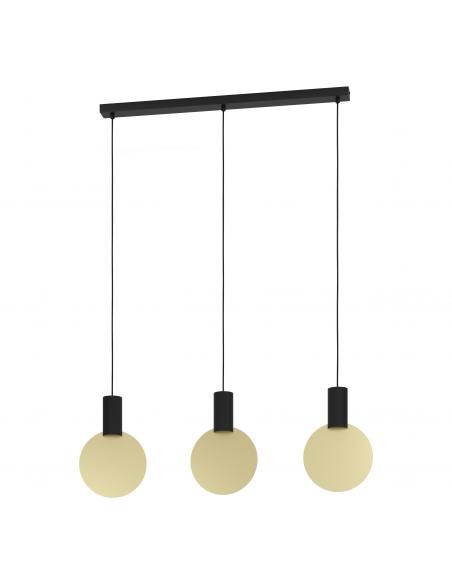 Lámpara colgante 3 luces GU10 acero negro oro - Eglo Sarona