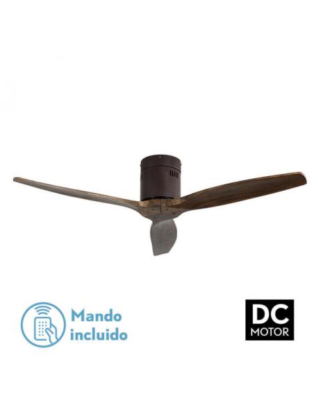 Ventilador Dc Aguilon Marron 3 Aspas Roble 5 Velocidades Sin Luz Remoto Y Temporiz.132d