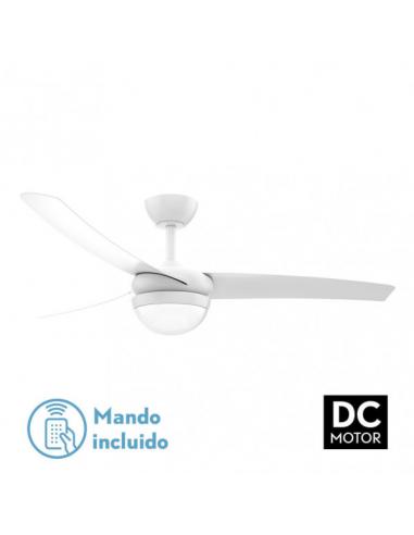 Ventilador 2xe27 Dc Kusi Blanco 3 Asp.6 Veloc.  35 - 47,5x107d Control remoto Y Temporizador