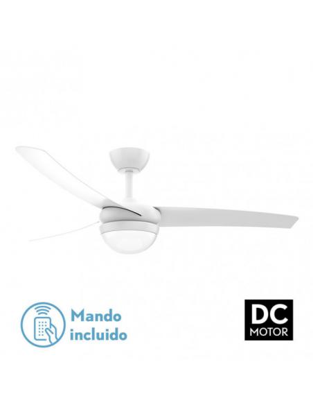 Ventilador 2xe27 Dc Kusi Blanco 3 Asp.6 Veloc.  35 - 47,5x107d Control remoto Y Temporizador