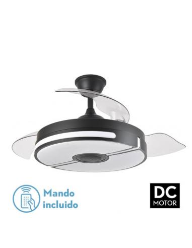 Ventilador Dc Tondela 72w 6120lm Negro/blanco Bluethooth 32/47x50/107d.3Aspas Desp. 6Vel. 3Color. Remoto+Altavoz+Temp+Memoria