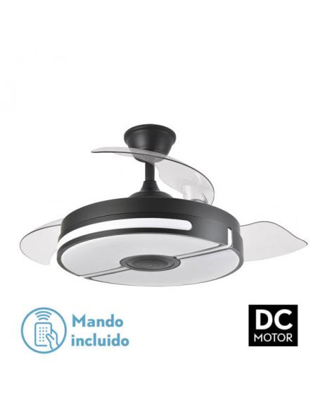 Ventilador Dc Tondela 72w 6120lm Negro/blanco Bluethooth 32/47x50/107d.3Aspas Desp. 6Vel. 3Color. Remoto+Altavoz+Temp+Memoria