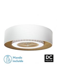 Ventilador DC Tania 72w Blanco/madera Clara 5 Aspas 6 Velocidades 3col Remoto,memoria,reg.Intensidad,temporizador 6120lm 70d