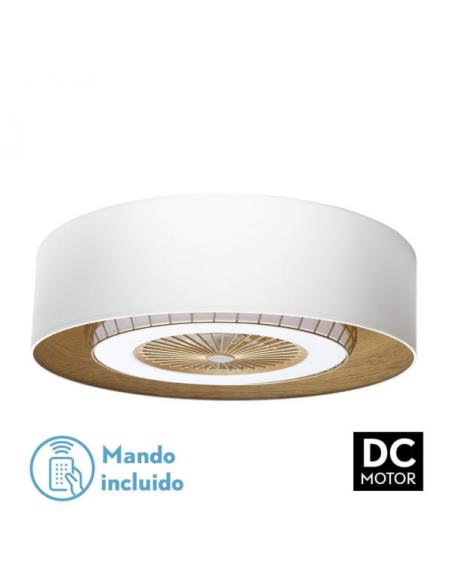 Ventilador DC Tania 72w Blanco/madera Clara 5 Aspas 6 Velocidades 3col Remoto,memoria,reg.Intensidad,temporizador 6120lm 70d