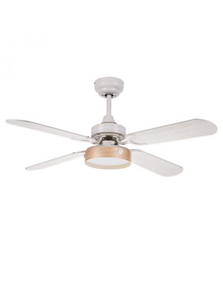 Detalle Ventilador Bornan 16w 1200lm Blanco 4 Asp Rev Blanco/haya 4000k 39x107d C.remoto