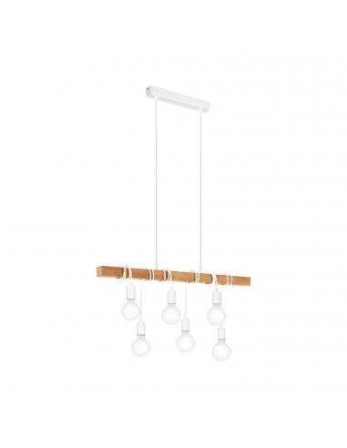 EGLO 43705 - TOWNSHEND Lámpara colgante de Madera en Acero blanco y Madera