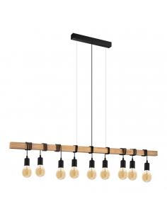 EGLO 44099 - TOWNSHEND Lámpara colgante de Madera en Madera, acero marrón, negro