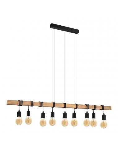 EGLO 44099 - TOWNSHEND Lámpara colgante de Madera en Madera, acero marrón, negro