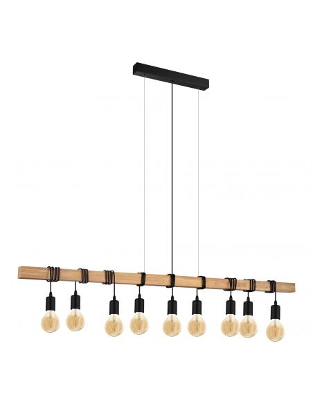 EGLO 44099 - TOWNSHEND Lámpara colgante de Madera en Madera, acero marrón, negro